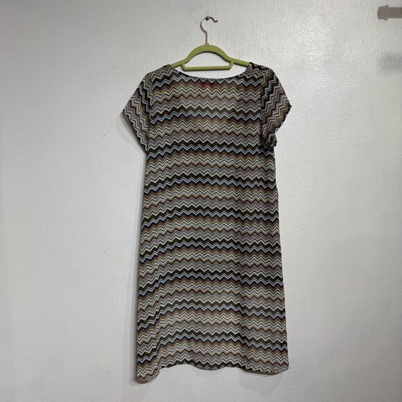 Otis & Maclain Chevron Print Sheer High Low Blouse Sz L - Picture 6 of 8